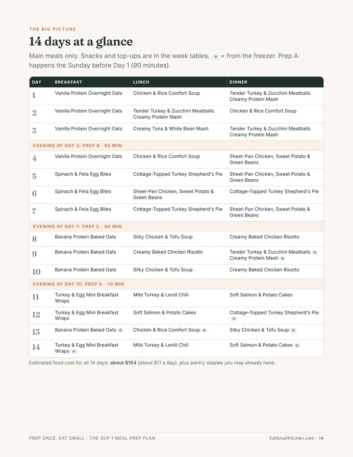 14 days at a glance page from the book